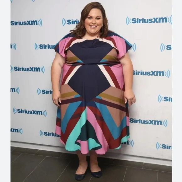 Eloquii Multi Color Geometric MIDI Dress Size 14 - Picture 10 of 11